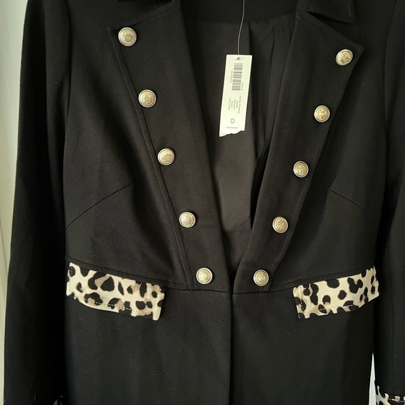 Chico's Black Double Breasted Leopard Accent Blazer - Picture 3 of 9